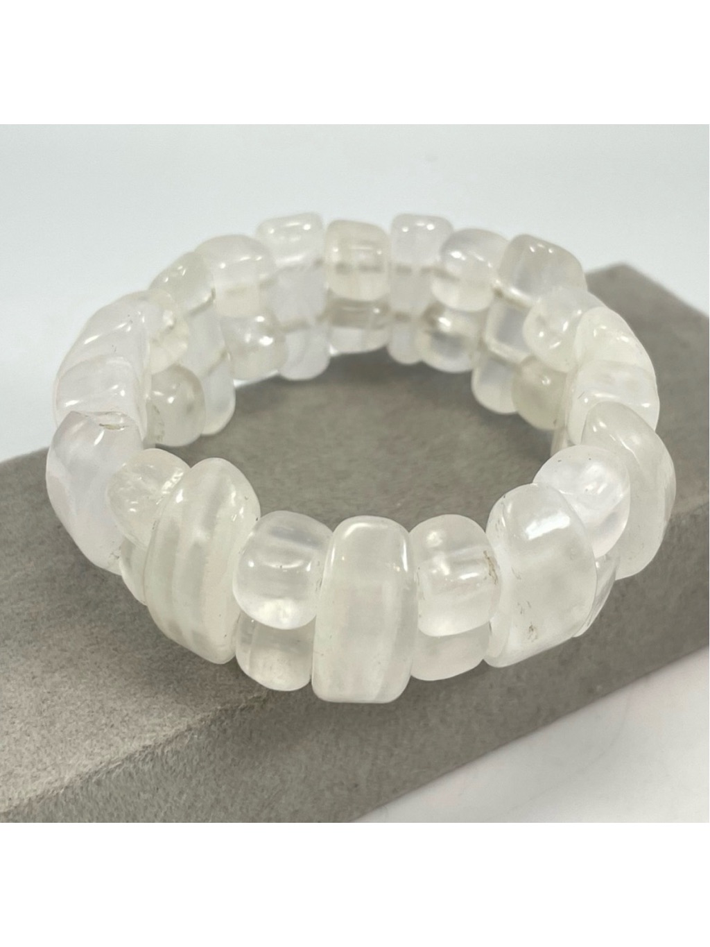 Stunning Clear Quartz Beaded Statement Stretch Bracelet Boho Healing Stone